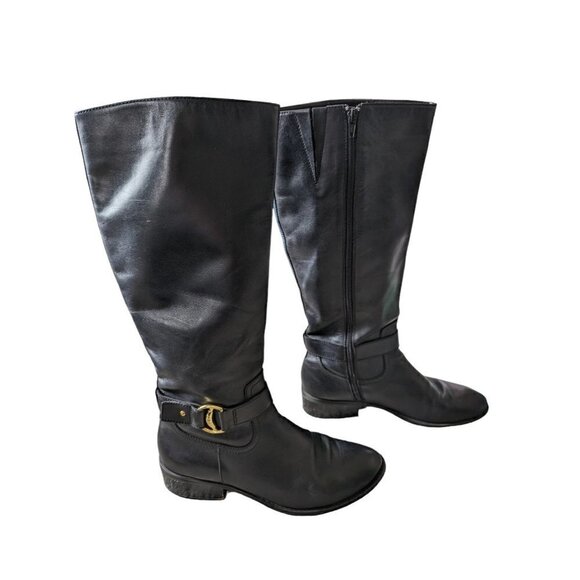Lauren Ralph Lauren Micah Black Leather Riding Boot 9B - Picture 1 of 7